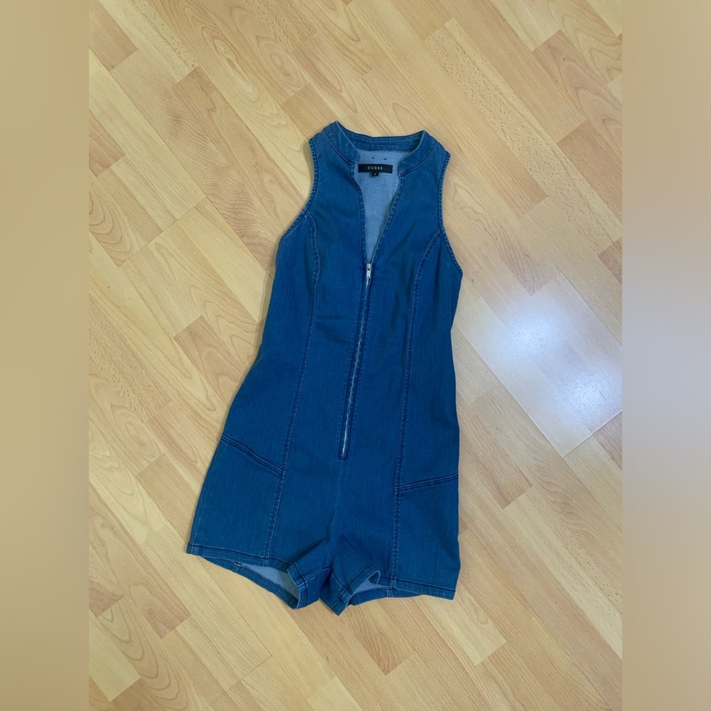 Guess Denim Sleeveless Bodycon Romper/Jumpsuit